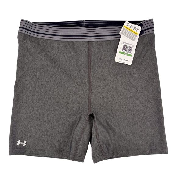 NEW Under Armour Women's HeatGear Middy Compression Shorts NWT Large Gray NWT - Picture 1 of 9